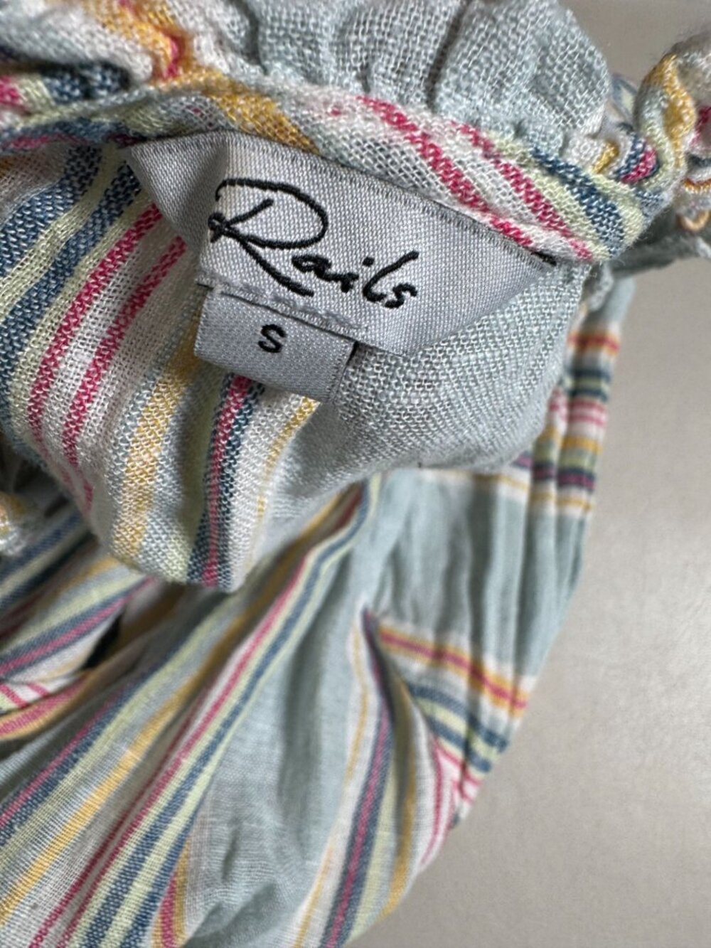 Rails Amelia Sage Harbour Stripe Tiered Midi Dress Linen Blend Size Small Green - Picture 3 of 16